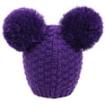thumbnail image 3 of Winter Chunky Knit Beanie for Women with Double Pom Pom Ears, Purple, 3 of 4