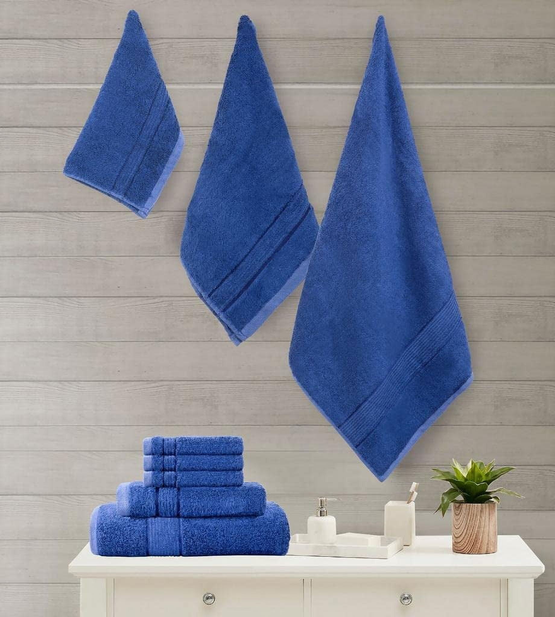Prime Collections Ultra Soft Luxury Bamboo Cotton Bath Towel Set 8 Piece Towels 600 GSM 2 Bath Towels 2 Hand Towels and 4 Washcloths