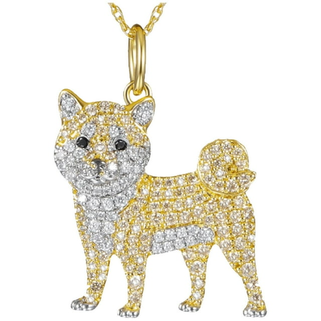 Collar Joyeria VentDepot Cadena Dije Circonia DogNeck20 1Pza Shiba Inu Dorado