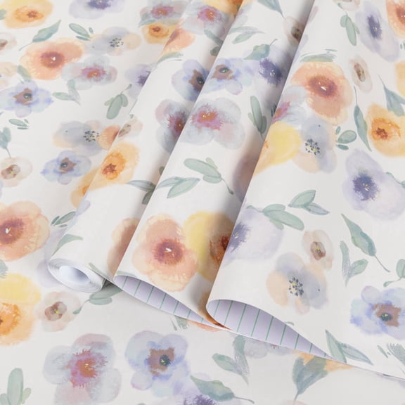Abyssaly Floral Peel and Stick Wallpaper, 17.3" x 118.1" Watercolor Design Wallpaper Self-Adhesive Textured Contact Paper for Home Wall Covering and Furniture Refresh