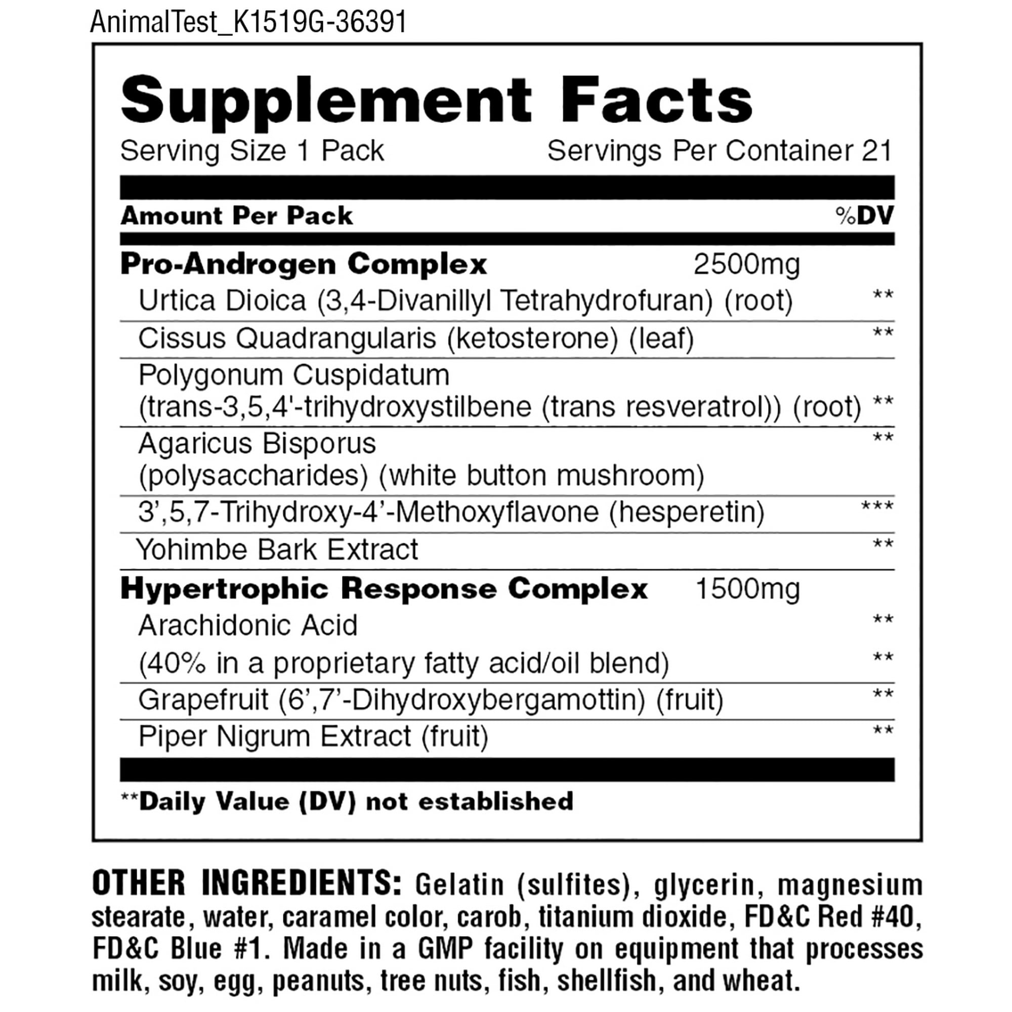 Universal Nutrition Animal Test Dietary Supplement - 21 Packs