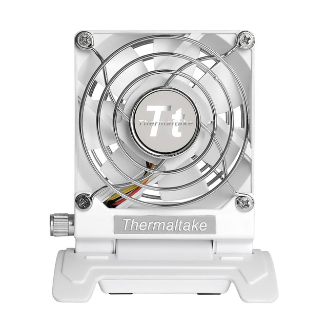 Thermaltake Ventilateur Mobile III Ventilateur de Bureau Portable avec Ventilateur Directionnel Pivotant, Design Compact, et Câble Rétractable Mini-USB vers USB AF0065 Blanc