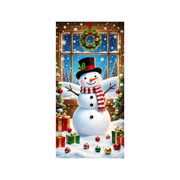 Cheapark 35X71 Inch Christmas Door Cover - Vibrant Santa Claus Print Wrinkle-Resistant Polyester, Easy-to-Hang Door Wall Decor for Christmas Day Festival Party Holiday Ambience