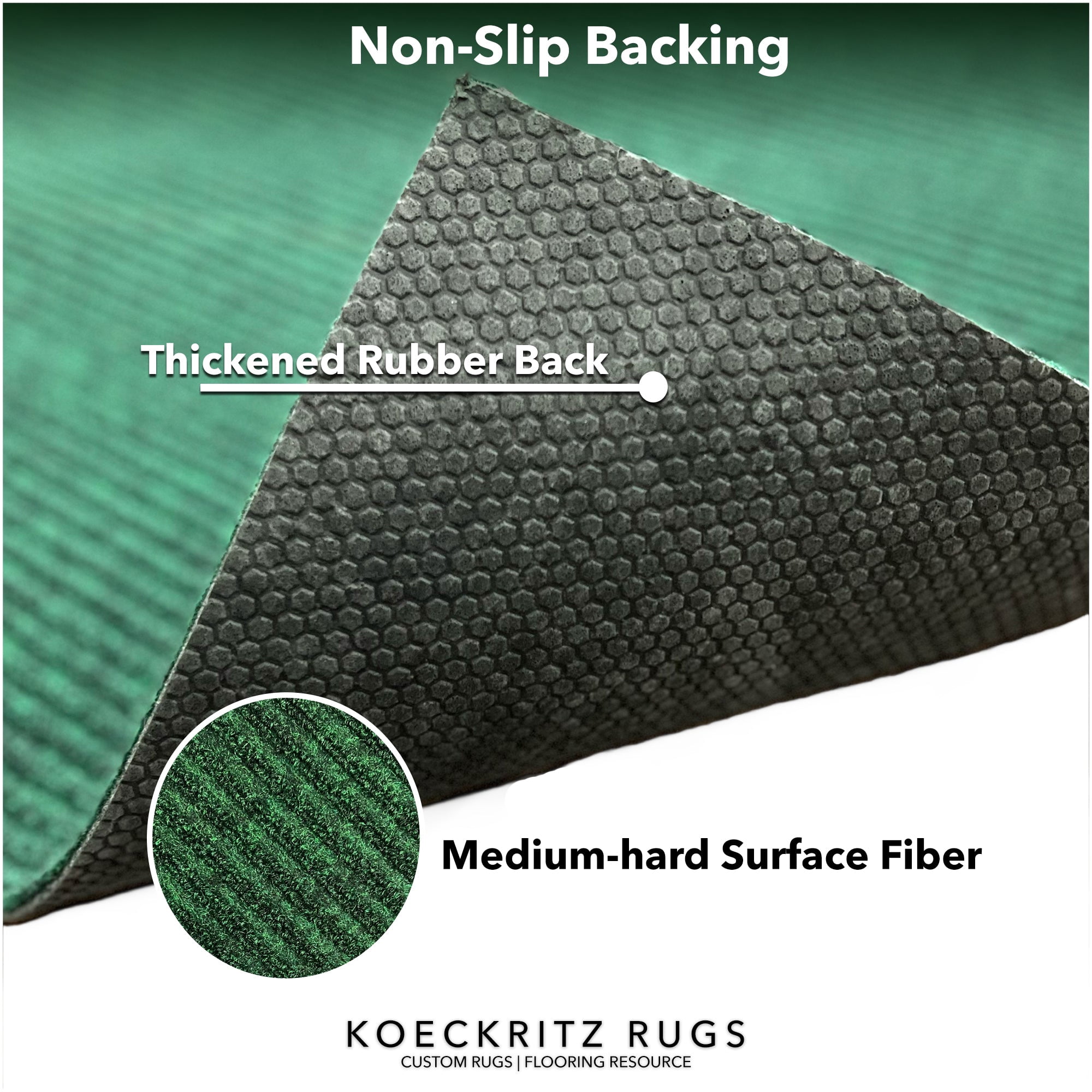 Koeckritz Rugs 5'x5' Emerald Green Heavy Duty Non-Slip Indoor/Outdoor All-Weather Mat For Home