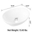 thumbnail image 5 of Sinber 16" x 13" x 5.5" White Oval Ceramic Countertop Bathroom Vanity Vessel Sink BVS1613A-OK, 5 of 11