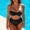 Black, variant on Women's Swimwear Tummy Control Push Up Swim Suits High Waist Balconette Crew Neck Bikinis Green Bikini Sets,L