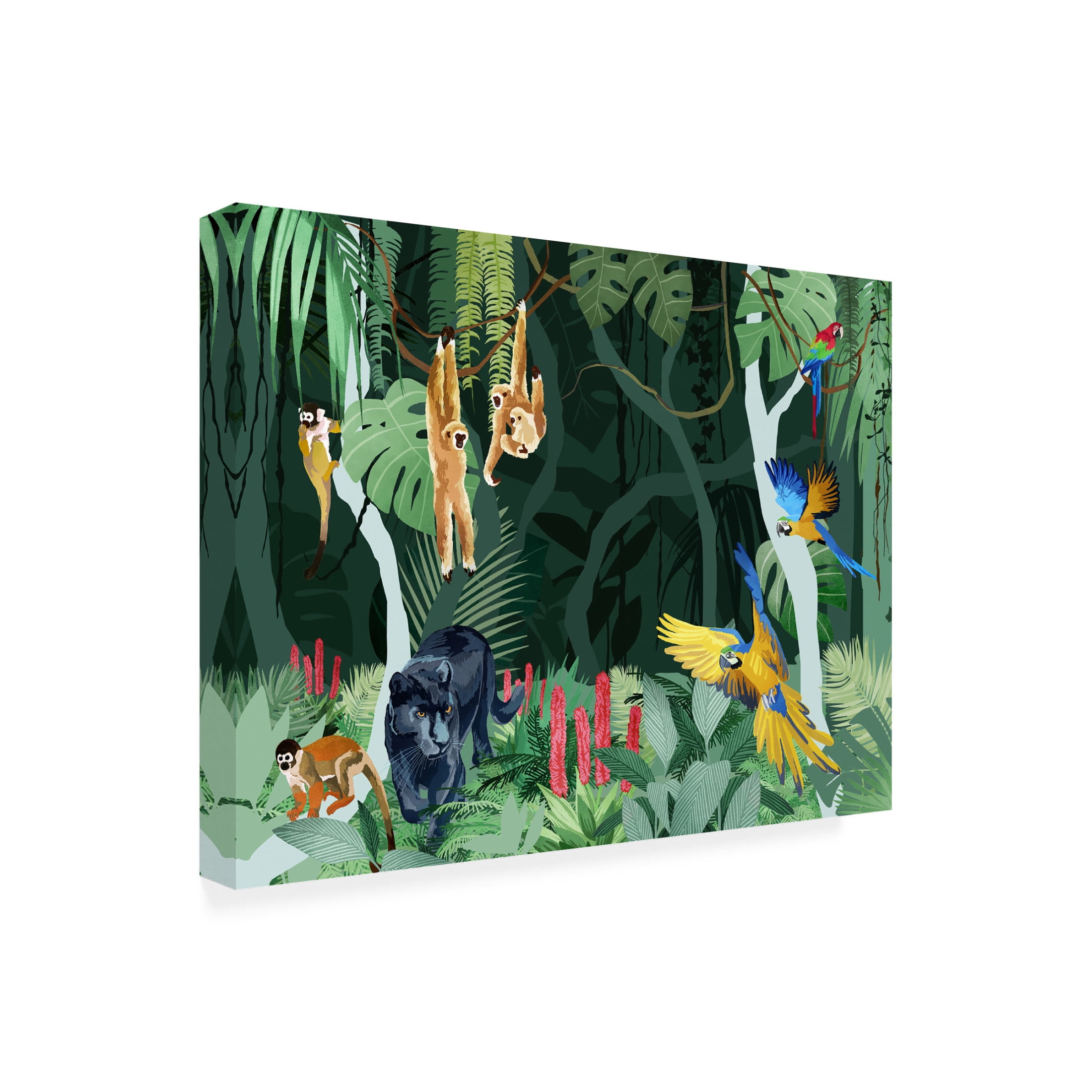 Trademark Fine Art Goed Blauw Jungle Party Canvas Wall Art