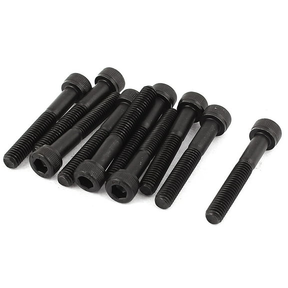 M6x40mm 12.9 Alloy Steel Screw Cap Point Hex Socket Screws Bolts Black 10Pcs