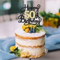 thumbnail image 4 of 1Pc Happy 50th Birthday Cake Topper, 1Pc Black Gold Glitter, 5.9x8.7in, Paper, for Anniversary, Birthday Party Supplies, 4 of 7