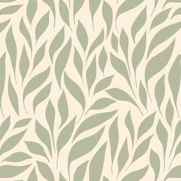 SimurgWallArts - Botanical Peel and Stick Vinyl Nursery Wallpaper – Soft Green Leaf Wall Mural, 19 x 118 in Roll, Covers 15.57 Sq.Ft.
