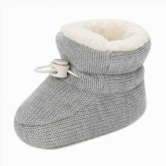 Splozh Bottes d'Hiver pour Bébés et Tout-Petites Filles, Bottes de Neige Mode pour Tout-Petites Colorées, Petites Filles d'Hiver Chaudes, Enfants Bébé, Bottes Tricotées Pré-Marche, Gris, 6-12 Mois