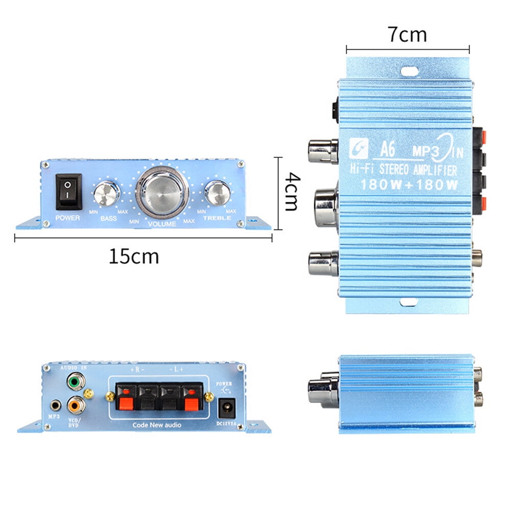 12 V Car Speaker Amp Audio Receivers Stereo Mini Amplifier Power ...