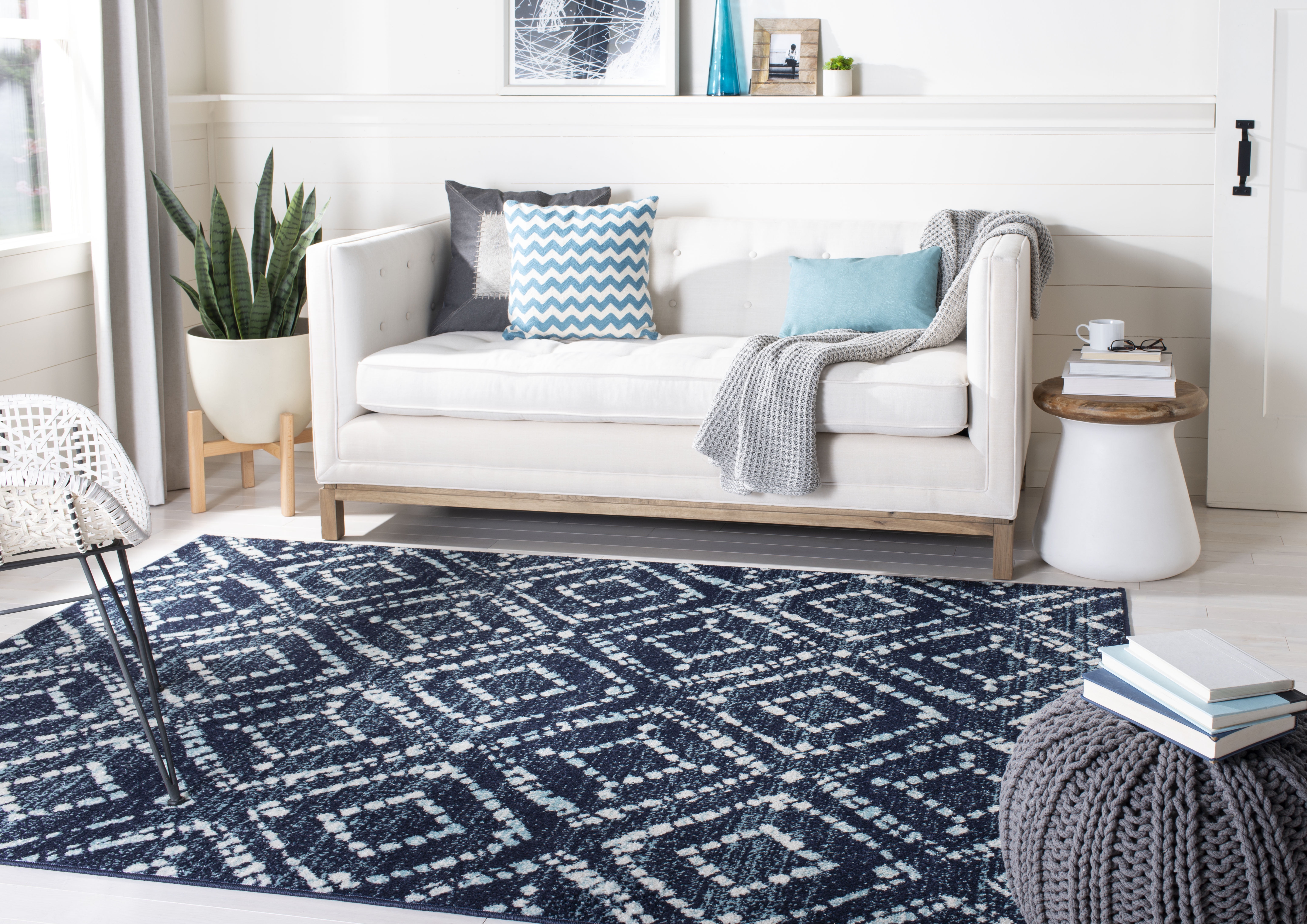 Safavieh Adirondack Lecia Geometric Area Rug, Navy/Ivory, 10' x 10' Square