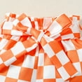 thumbnail image 6 of Kucnuzki Infant Baby Girls Summer Outfits 18-24 Months Clothes Sets Summer Ruffle Sleeveless Off-the-Shoulder Tank Top Solid Color Top Plaid Shorts Sets 2pcs Orange, 6 of 7