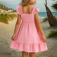 thumbnail image 5 of TAIAOJING Girls Summer Dresses Toddler O-Neck Smocked Sleeveless Boho Sundress Beach Casual Birthday With Pockets Solid Color Dress Lovely 3-4Y, 5 of 5