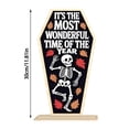 thumbnail image 3 of Es lo maravilloso del año Cartel de madera Cartel de Halloween con esqueleto bailando Cartel gótico Cartel de otoño para la puerta Cartel de madera con esqueleto Temporada de Halloween Wal, 3 of 7