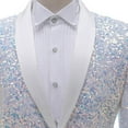 thumbnail image 6 of UVEASISHA Mens Formal Tuxedo Colorful Sequin Party Prom Suit Jackets One Button Slim Fit Cocktail Dinner Blazers Stylish Single-breasted Formal Wedding Suits Holiday Gifts White XL, 6 of 9
