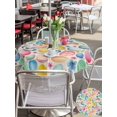thumbnail image 6 of Outdoor Tablecloth with Umbrella Hole Zipper Easter Round Tablecloth 60" Waterproof Outside Table Cloth Spring Colorful Eggs Flower Leaf Plant Beige Patio Table Cover Tablecloths for Picnic Party, 6 of 8