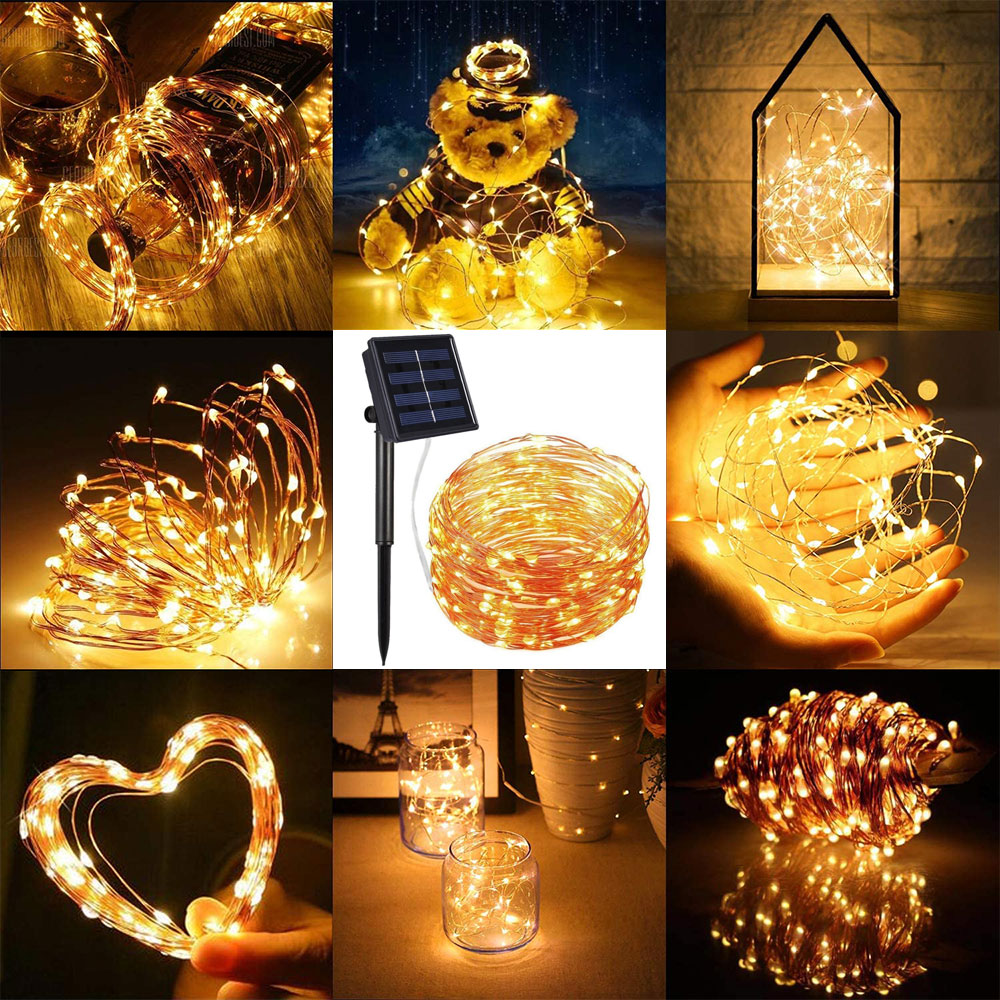 LNKOO Solar String Lights, 66 ft 200 LED Solar Fairy Lights, 8 Modes Outdoor Solar Fairy Lights String with Memory, Waterproof Solar Twinkle Lights for Christmas Garden Party - image 5 of 6