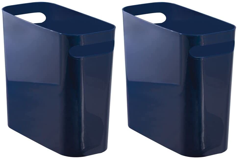 Small Rectangular Plastic Trash Can – 3 Gallon, Black Wastebasket For Bathroom, Office, Cabinet