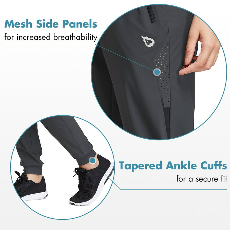 BALEAF Women's Hiking Pants Quick Dry with Zipper Pockets Running Yoga  Dark-Grey Size M