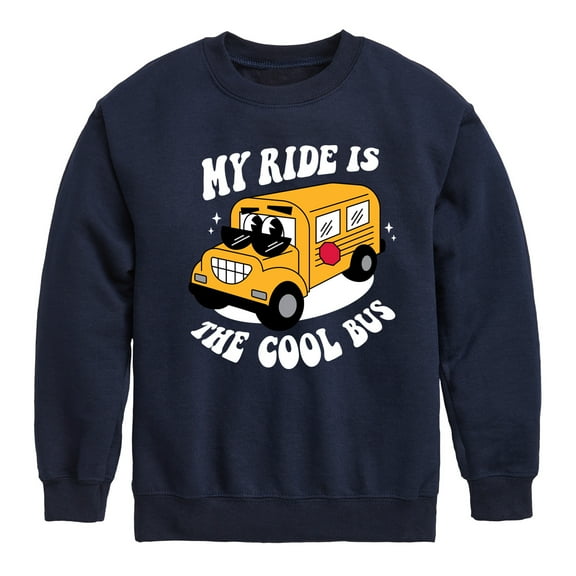 Instant Message - Cool School Bus - Toddler & Youth Crewneck Fleece Sweatshirt