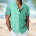 thumbnail image 2 of hoksml Men's Plaid Short Sleeve Camp Collar Button Down Shirts, Regular Fit Breathable Casual Tops for Beach Daily Vacation, 2 of 7