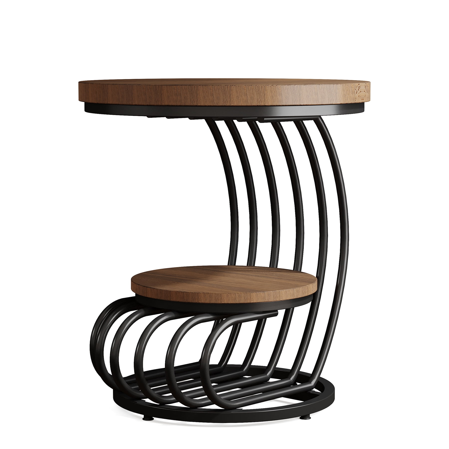 Fnova End Table Modern Wood Narrow Farmhouse Side Tables with Storage Shelf for Living Room, Bedroom, Nightstand