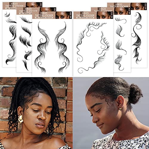 Aresvns Baby Hair Tattoo Stickers 6 Styles, Edge Curly Hair for Ladies,Tattoos w Aresvns Baby Hair Tattoo Stickers 6 Styles, Edge Curly Hair for Ladies,Tattoos w
