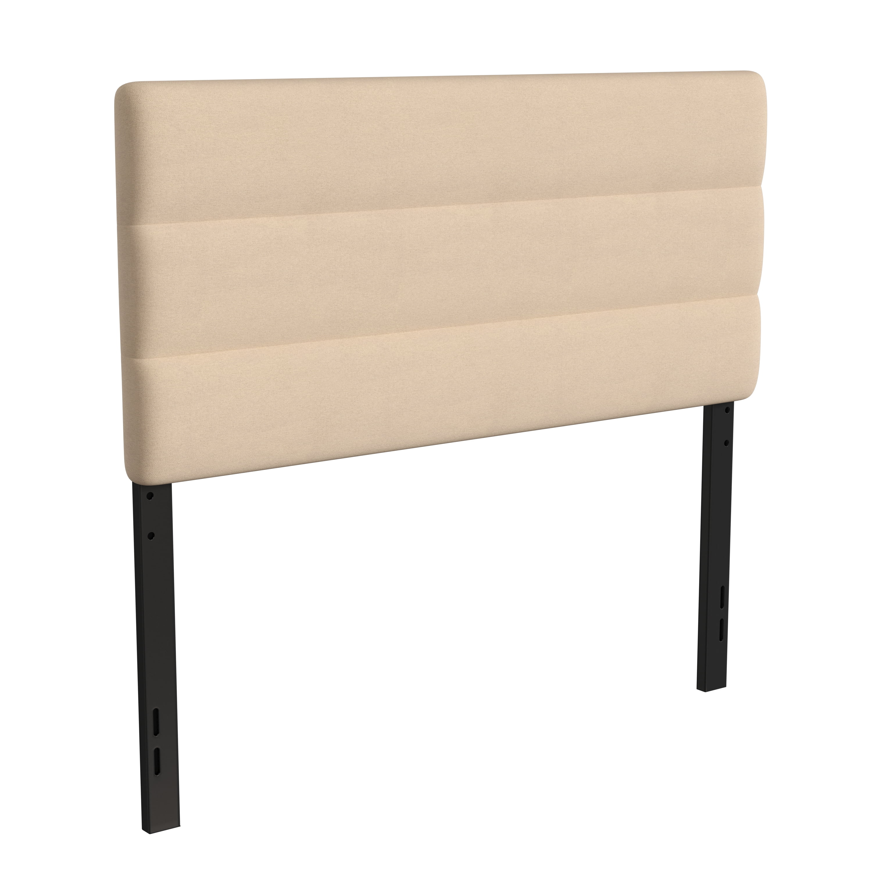 BizChair Full Channel Stitched Fabric Upholstered Headboard, Adjustable Height from 44.5" to 57.25" - Cream