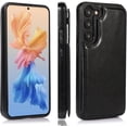 thumbnail image 6 of Design for Samsung Galaxy S23 5G Case with Tempered Glass Screen Protector PU Leather Credit Card Holder Slot Wallet Phone Cases Stand Kickstand Protective Cover for S 23 Men 6.1 inch Black, 6 of 12