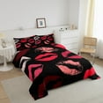 thumbnail image 3 of Erosebridal Red Lip Print Bedding Sets with Comforter, Romantic Duvet Insert, Couple Lover Reversible Bedding Comforter Set, Microfiber Room Decoration, 2 Pieces, 3 of 8