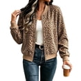 thumbnail image 5 of Zijinkuiwen Women Leopard Print Bomber Jacket Zip Up Long Sleeve Ribbed Cuffs Outerwear for Casual Daily Wear, 5 of 7