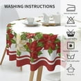 thumbnail image 4 of Christmas Tablecloth Round 60 Inch Red White Poinsettia Floral Table Cloth,Stain Resistance Polyester Winter Flower Xmas Table Covers for Kitchen Dining,Small Tablecloth for Party Picnic, 4 of 6