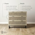 thumbnail image 3 of Nathan James Kova 3-Drawer Rattan Dresser or Boheminan Living Room Storage Cabinet with Textiline Rattan Accent and Metal Legs, Light Oak/Black, 3 of 6