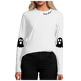 thumbnail image 5 of Kakishop Halloween Tee Shirts for Women Halloween Sweatshirts for Women Ghost Long Sleeve T-shirt Graphic Tees Fall Pullover Tops (White,L), 5 of 8