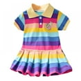 thumbnail image 1 of PENGXIANG Robe à Manches à Volants pour Bébé Fille Été Boho Rayé Arc-en-Ciel Robe Princesse une-Pièce Vêtements, 1 of 7