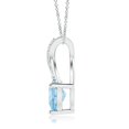 thumbnail image 2 of ANGARA Natural Heart Aquamarine Pendant with Twisted Diamond Bale in 925 Sterling Silver for Women (Size-7mm) | March Birthstone, Anniversary, Jewelry Gift for Women | Natural Aquamarine Necklace, 2 of 8