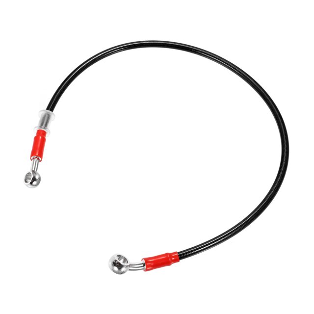70 cm 27.56 "Longitud 10 mm ID Motocicleta Hidráulico Línea de freno Tubo de manguera de aceite 28 ° 0 ° Cable trenzado de acero inoxidable para ATV Motocross Sport Bikes Negro