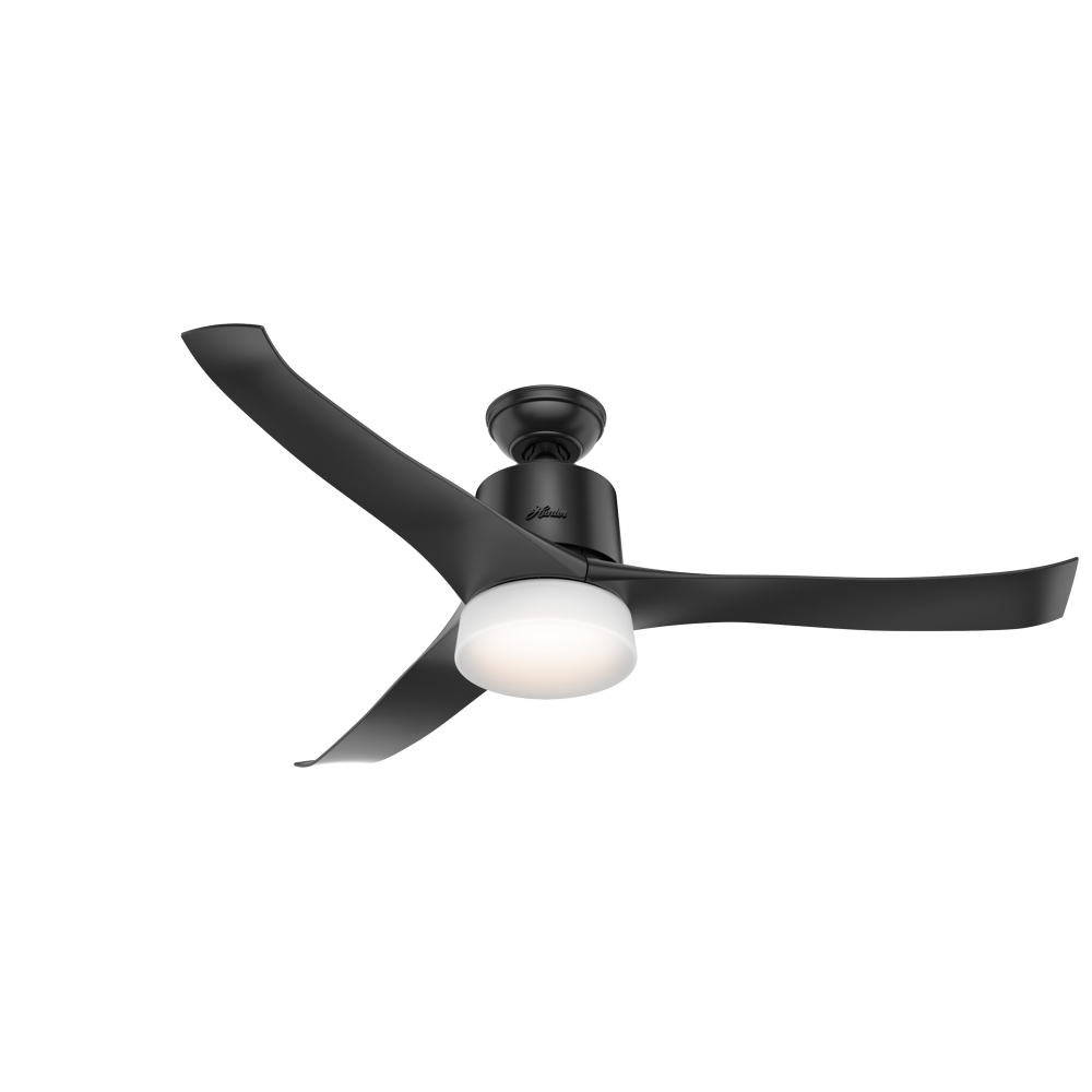 Hunter Wifi 54" Symphony Matte Black Ceiling Fan with Light Kit and