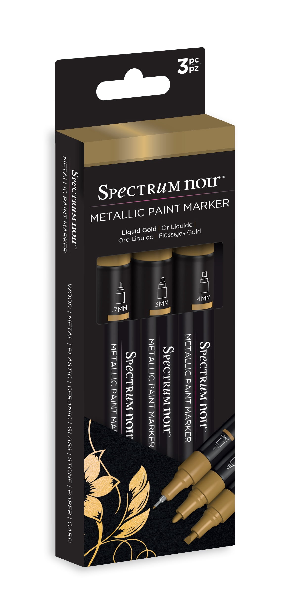 Spectrum Noir Metallic Paint Markers - Liquid Gold, Set of 3