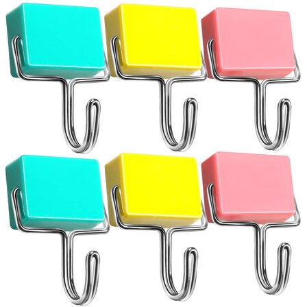Colorful Heavy Duty Magnetic Hooks for Refrigerator, Cruise Magnet Hooks for Hanging, Strong Hooks for Fridge, Magnetic Key Holder, Magnetic Hanger, Set of 6