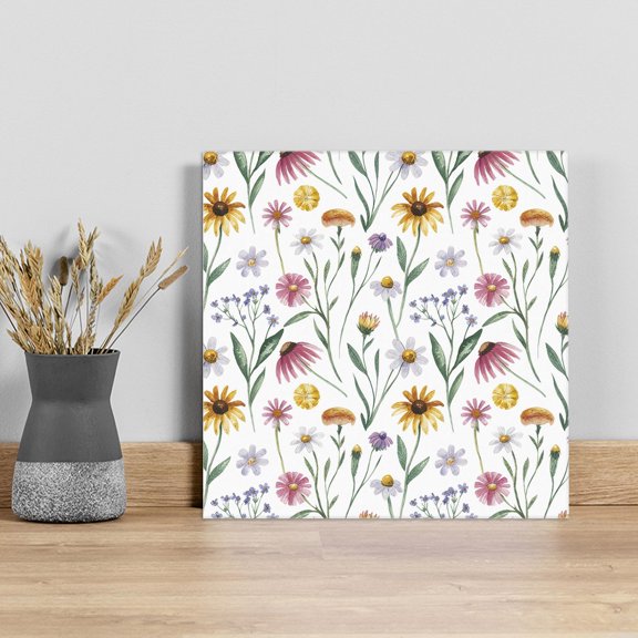 Spring Floral Wall Art Painting on Canvas, Watercolor Leaf Summer Botanical Canvas Art Home Prints Wall Art Framed Modern Artwork for Living Room Bedroom Wall Decor 8x8in
