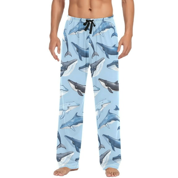 Whales Men's Pajama Pants Cotton Long Sleepwear Lounge Pants L