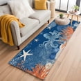 thumbnail image 2 of Ocean Octopus Runner Rugs 2x6 ft Summer Orange Blue Sea Animal Corals Dark Blue Washable Hallway Rugs Non-Slip Floor Mats Absorbent Carpet Bedside Runners for Bedroom Kitchen Bathroom Laundry Room, 2 of 9