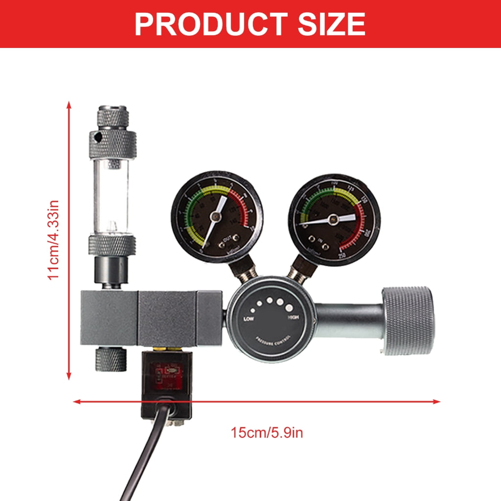 PatungKu Aquariums CO2 Regulator With 2 Stage Pressure Reduction And Automatic Solenoid Valves Control For Plant Healthy Growth