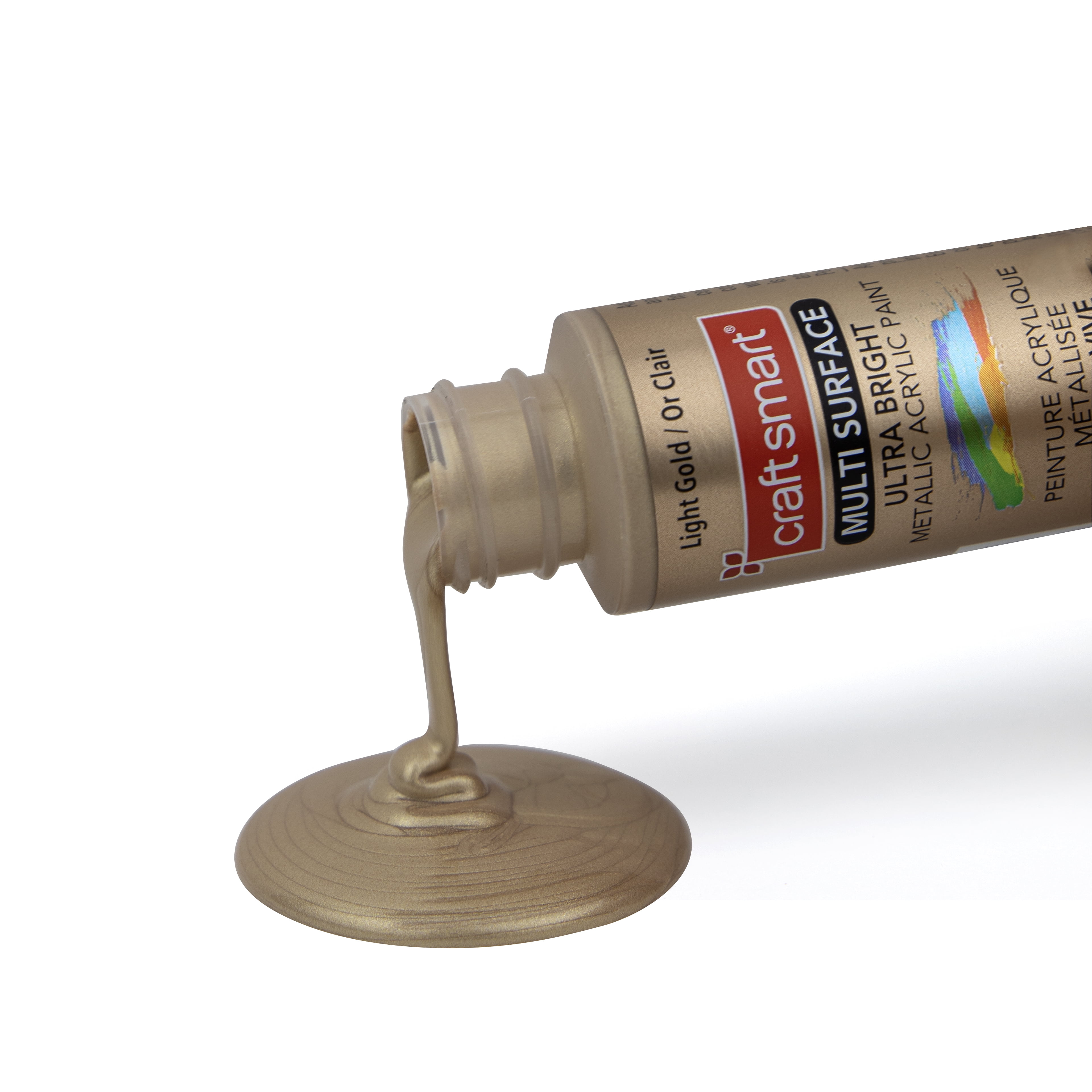 Craft Smart Light Gold Premium Ultra Bright Metallic Paint - Multi-Surface Shimmer Finish for Art, Crafts & Decor, 12 Pack