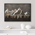 thumbnail image 2 of PixonSign Framed Canvas Print Wall Art Pastel Brown Tree Mountains Nature Wilderness Woodblock Illustrations Decorative Multicolor Landscape Wood Panels Country/Farmhouse - 16"x24" Black, 2 of 5