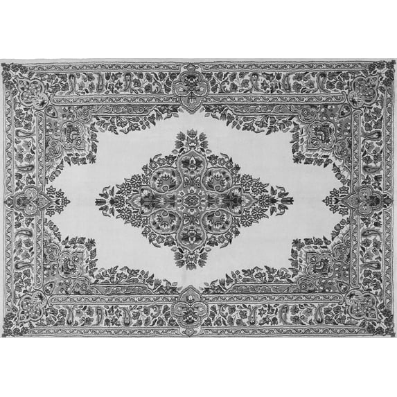 Ahgly Company Indoor Rectangle Medallion Gray Traditional Area Rugs, 7' x 9'