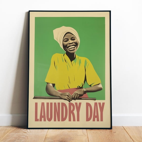 Poster Laundry Day Art Print Retro Bathroom Wall Art Funny Laundry Day Poster Laundry Print Download Laundry Room Art Laundry Wall Decor 50S Prints - No Framed, Vintage Wall Art, Hot Trend!, 8x12